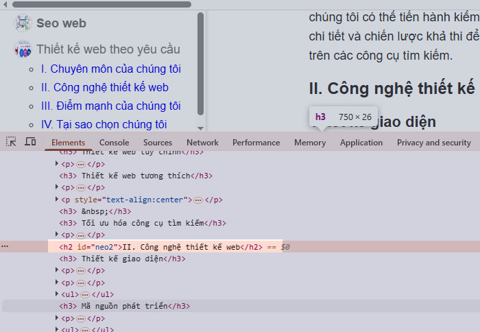 Các từ khoá nằm trong thẻ h2