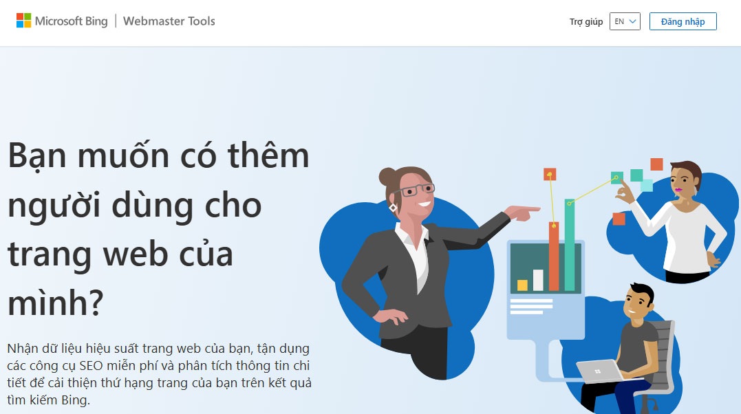 Thiết lập  Công cụ quản trị trang web Bing