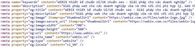 Cài đặt thể meta property