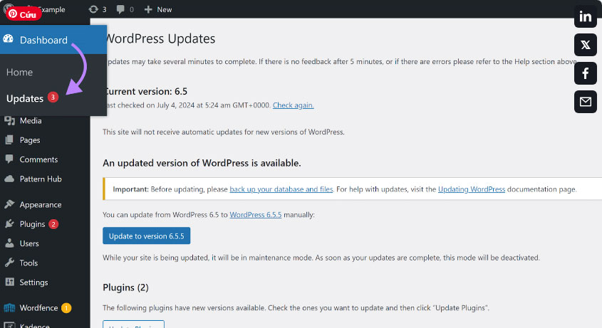 Cập nhật WordPress thường xuyên