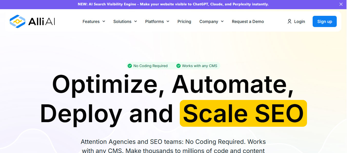 Công cụ seo tự động Alli AI