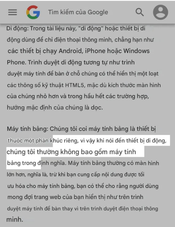 Google coi di động là gì