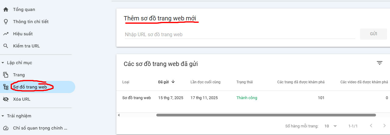 Gửi Sơ đồ trang web của bạn tới Google Search Console