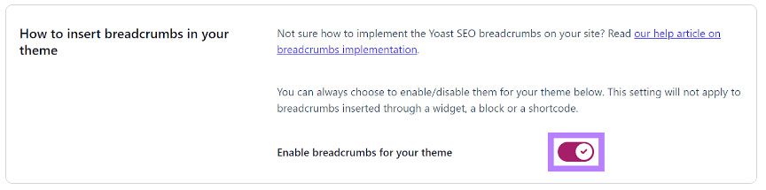 Kích hoạt Breadcrumbs