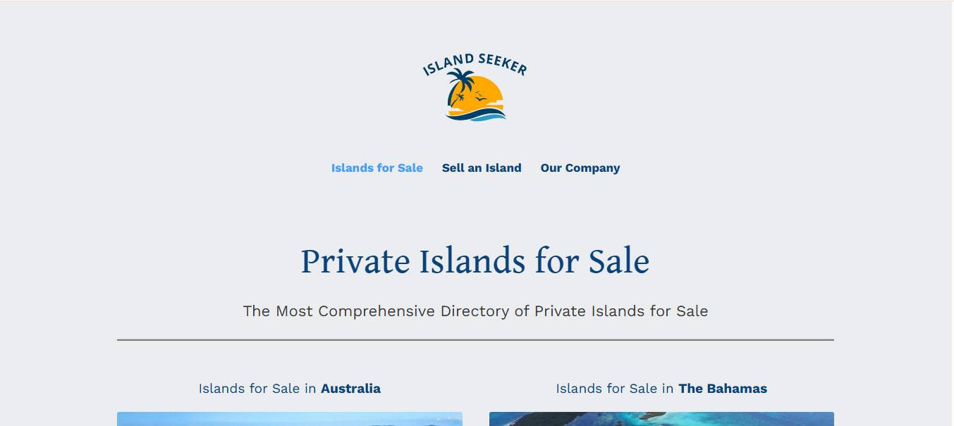 Mẫu Landing page bất động sản Island Seeker