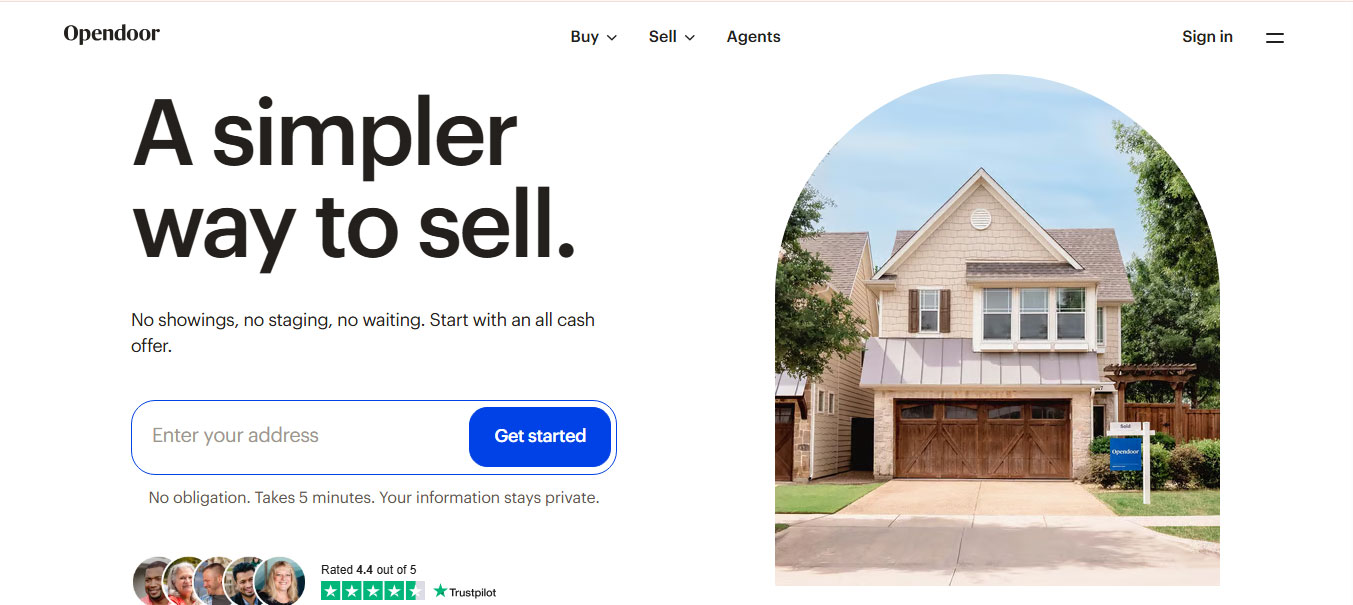 Mẫu Landing page bất động sản Opendoor
