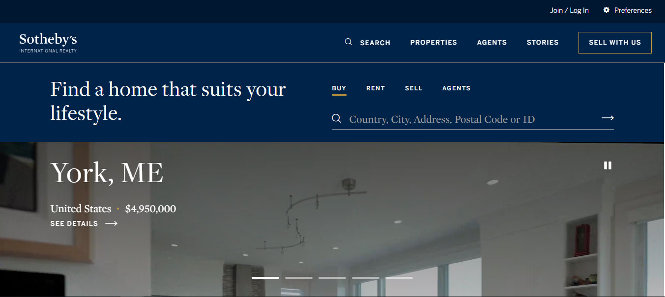 Mẫu Landing page bất động sản sothebysrealty