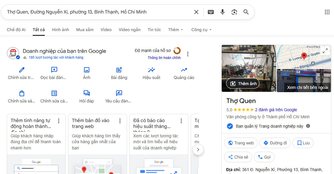Được liệt kê trên Google My Business