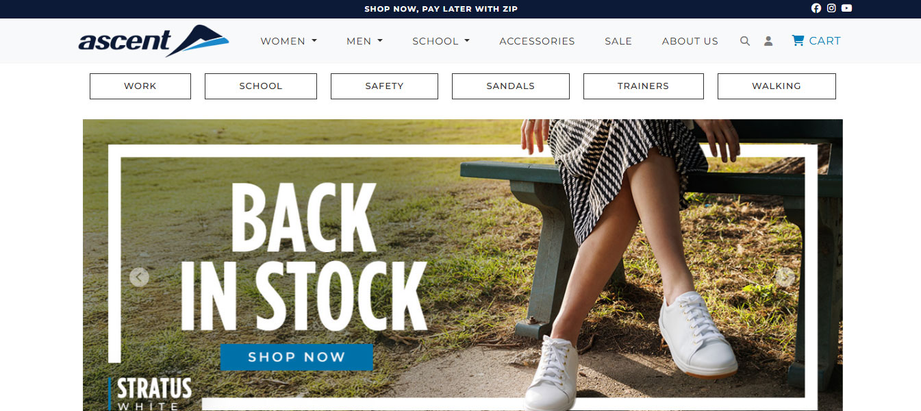 Mẫu landing page bán hàng Ascent Footwear