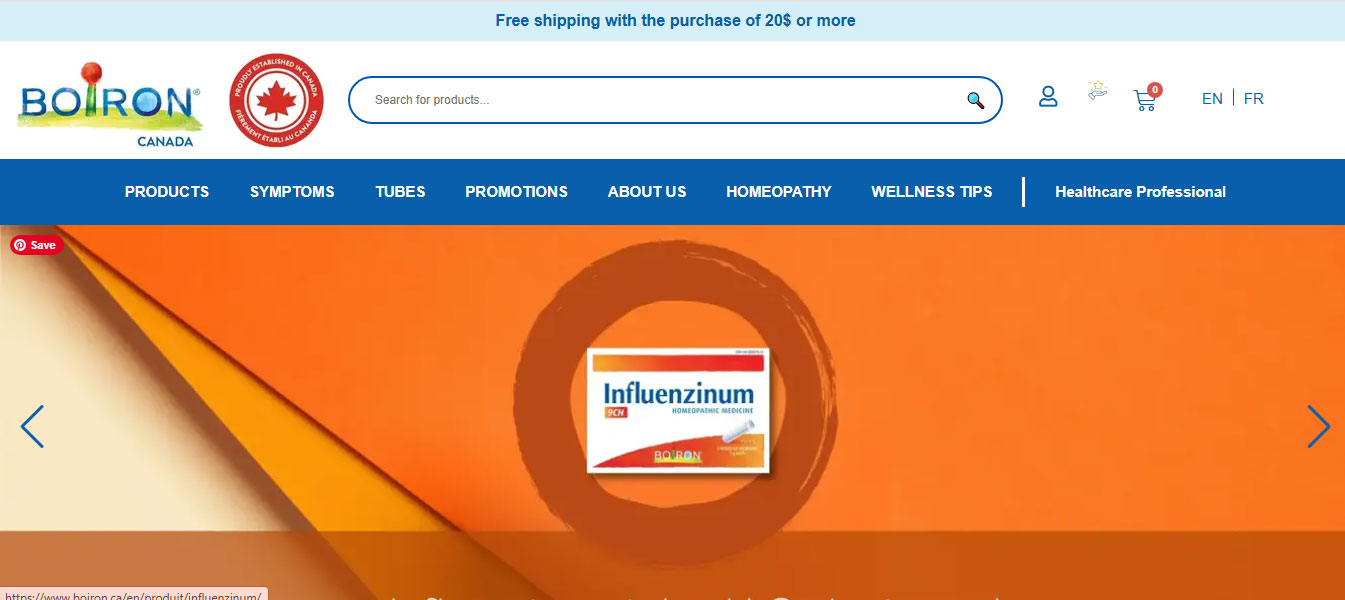 Mẫu landing page bán hàng Boiron