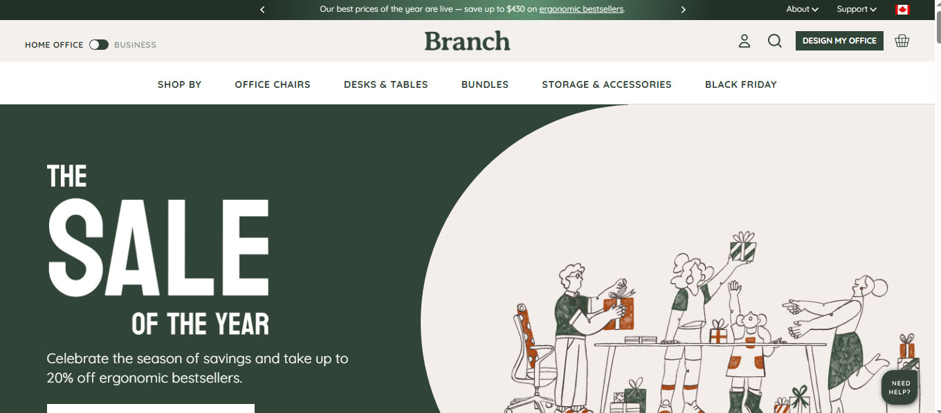 Landing page Branch Furniture