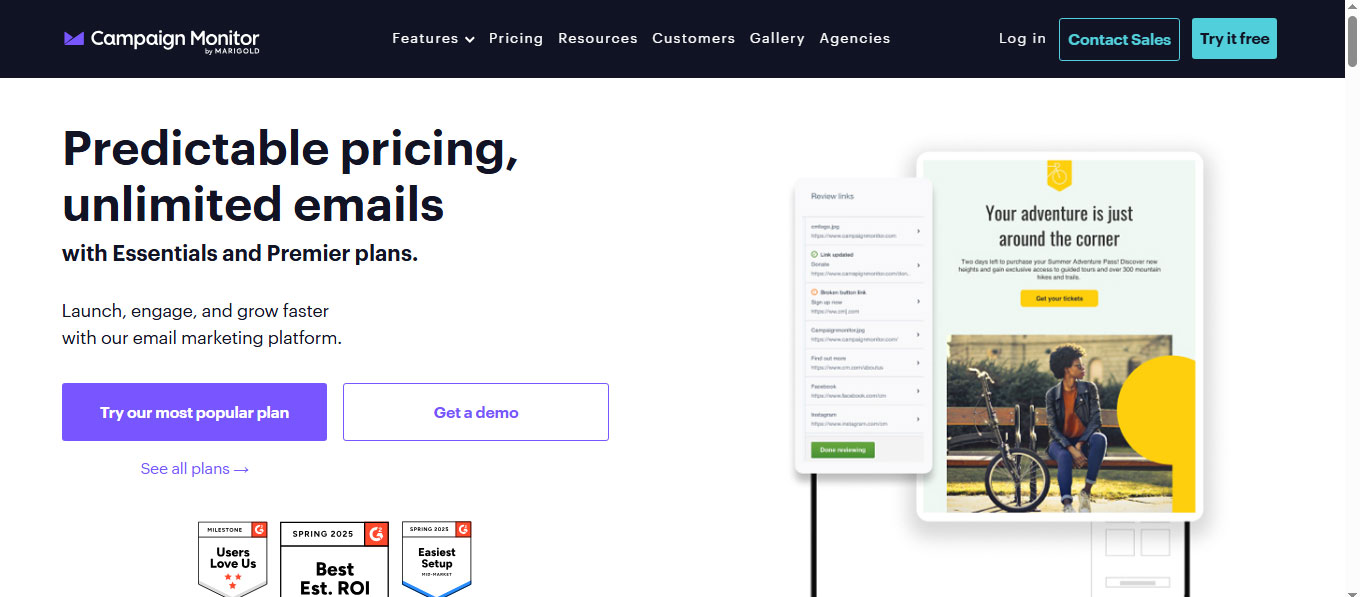 Landing page Campaign Monitor