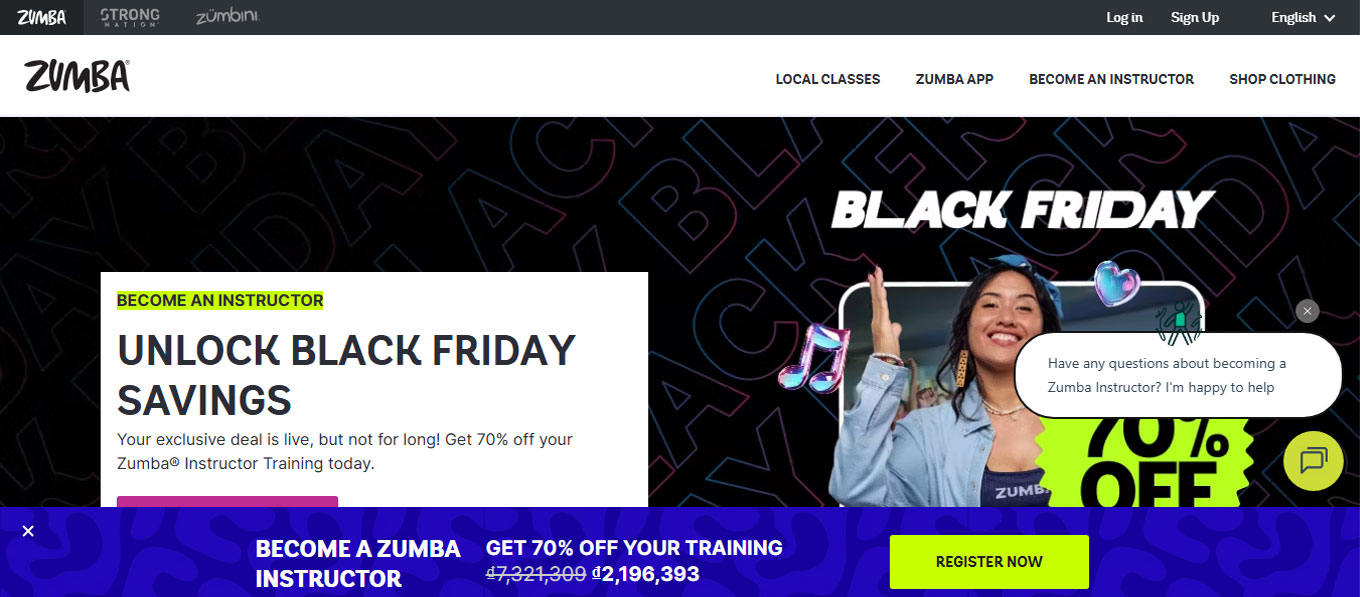Landing page zumba