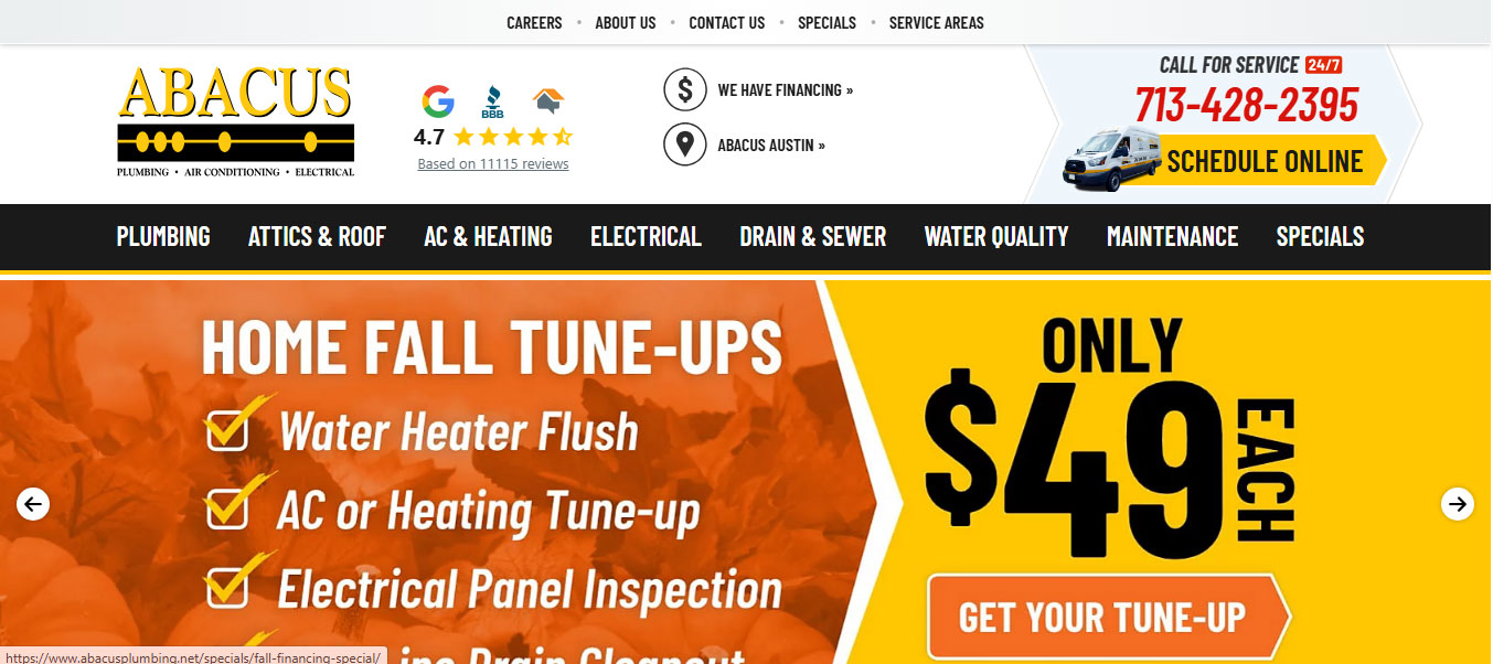 Mẫu trang đích Abacus Plumbing