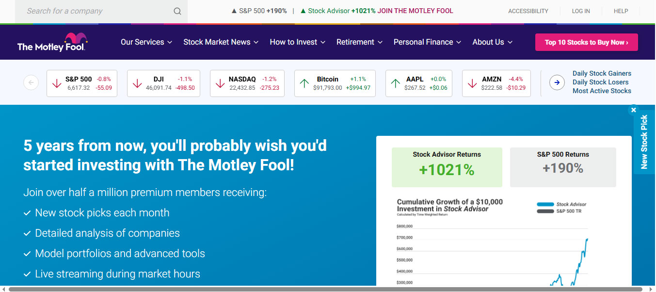 Mẫu trang đích The Motley Fool