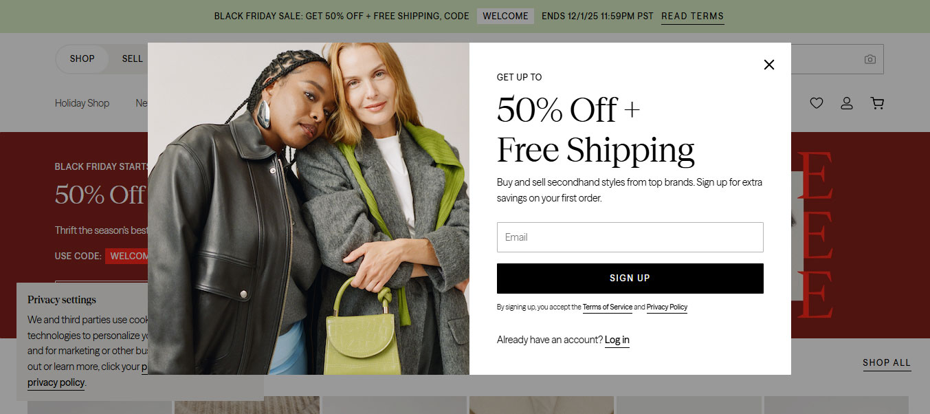 Mẫu trang đích thredUP