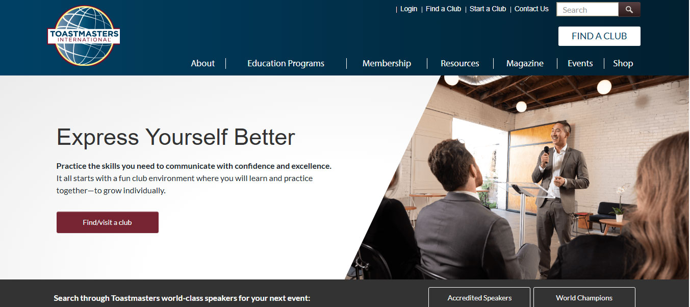 Mẫu trang đích Toastmasters International