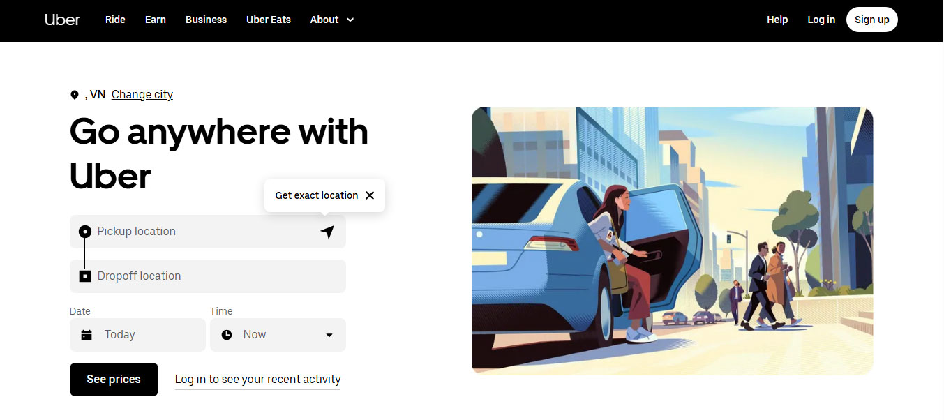 Mẫu trang đích Uber