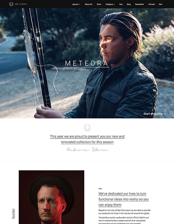 Mẫu web bán hang Meteora