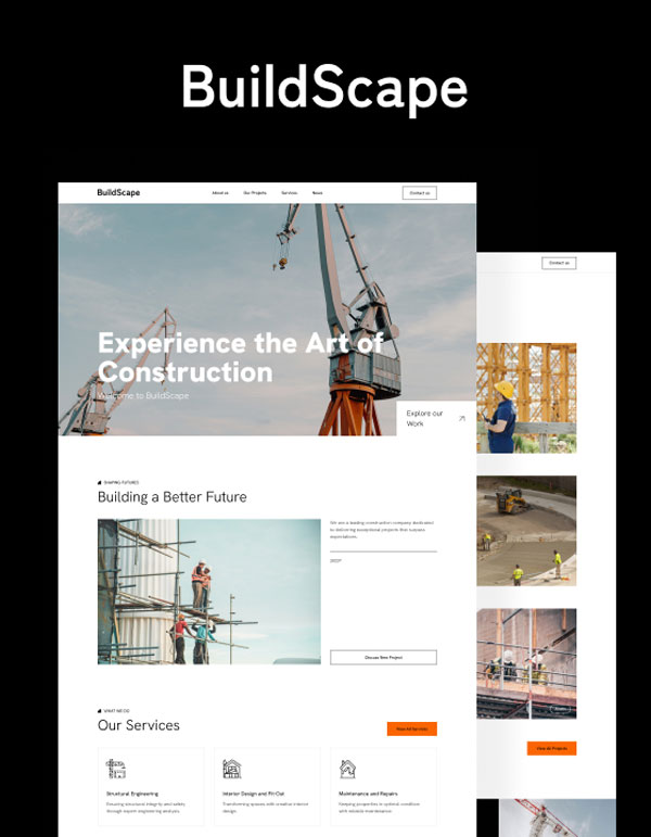 Mẫu website công ty xây dựng BuildScape
