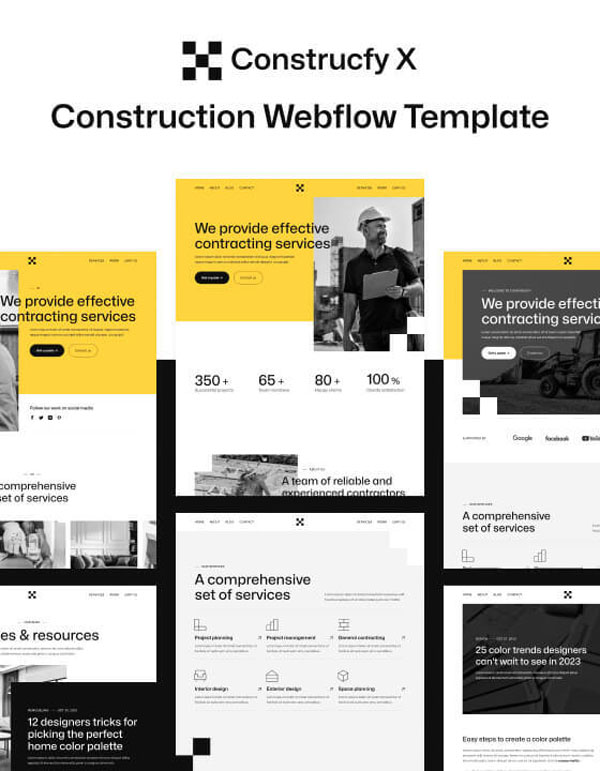 Mẫu website công ty xây dựng Construcfy X