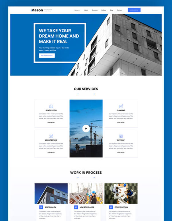 Mẫu website công ty xây dựng Mason