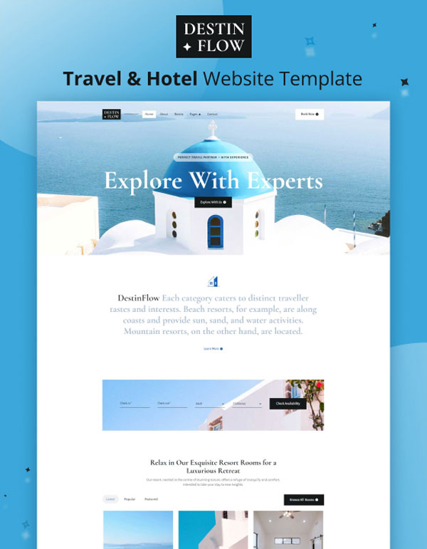 Mẫu web du lịch DestinFlow