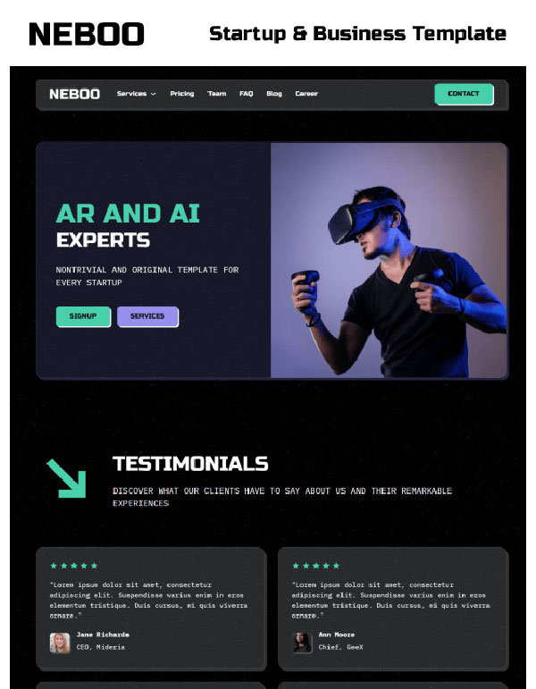 Mẫu web giới thiệu công ty Neboo