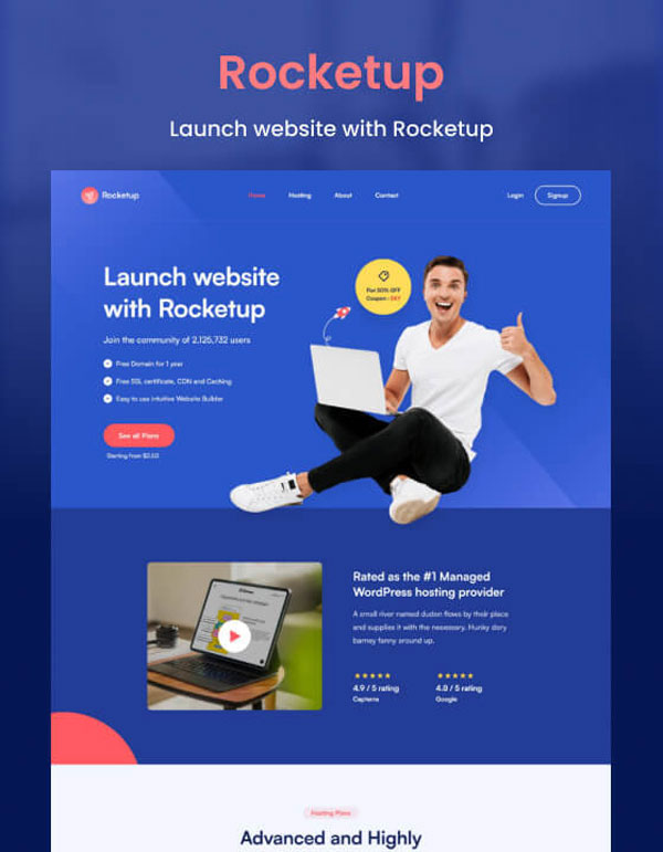 Mẫu web giới thiệu công ty Rocketup