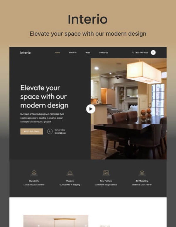 Mẫu web nội thất Interio