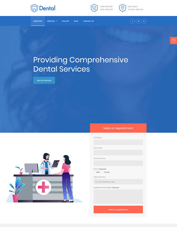 Mẫu web phòng khám nha khoa Dental