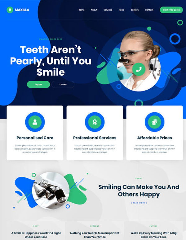 Mẫu web phòng khám nha khoa Maxilla