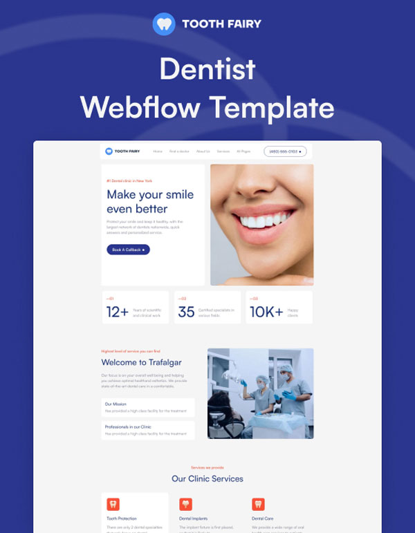 Mẫu web phòng khám nha khoa Tooth Fairy 128