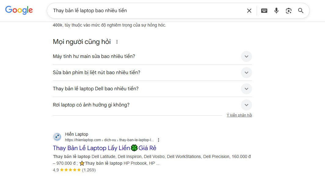 Phần Mọi người cũng hỏi của Google