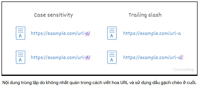 Nội dung trùng lặp do cấu trúc url