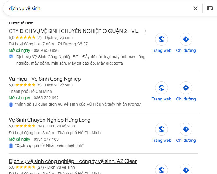 Quảng cáo google maps tìm kiếm khách hàng cho dịch vụ tại nhà