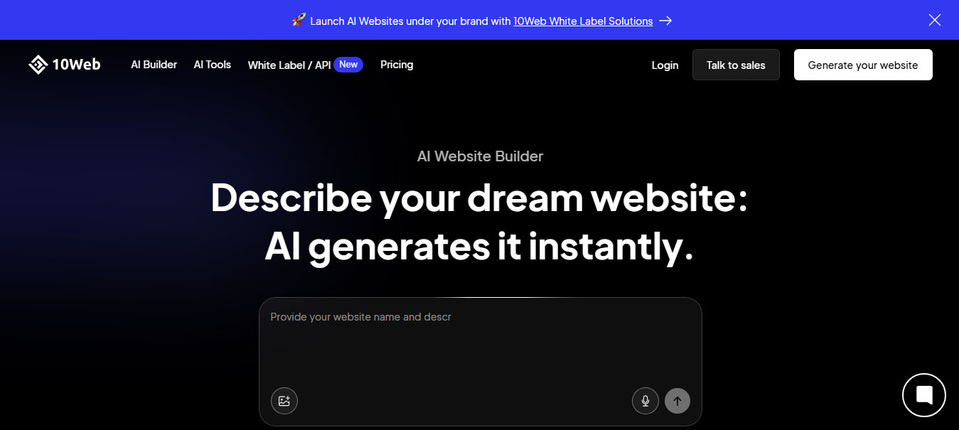 Tạo Landing Page bằng AI 10Web