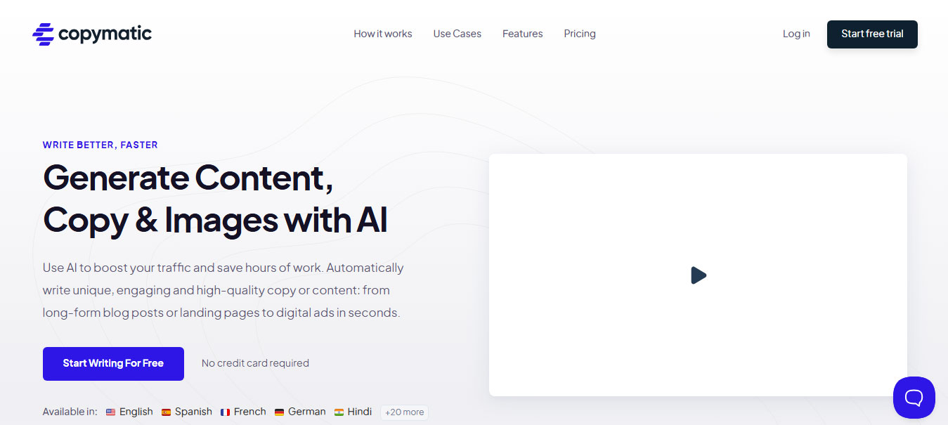 Tạo Landing Page bằng AI Copymatic