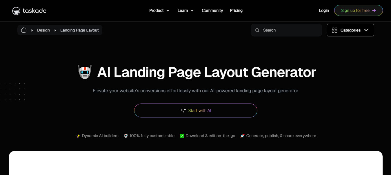 Tạo Landing Page bằng AI taskade