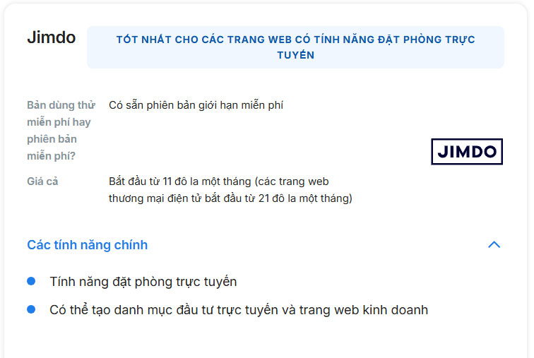 Thiết kế web Jimdo