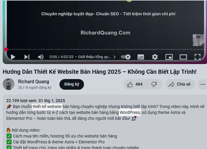 Tối ưu hoá Miêu tả video