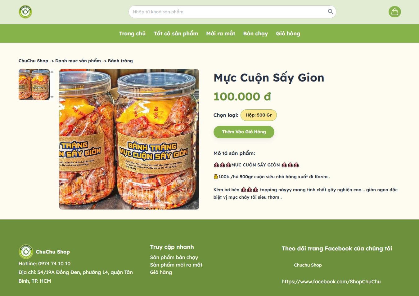 Chi tiết mẫu web bán đồ ăn