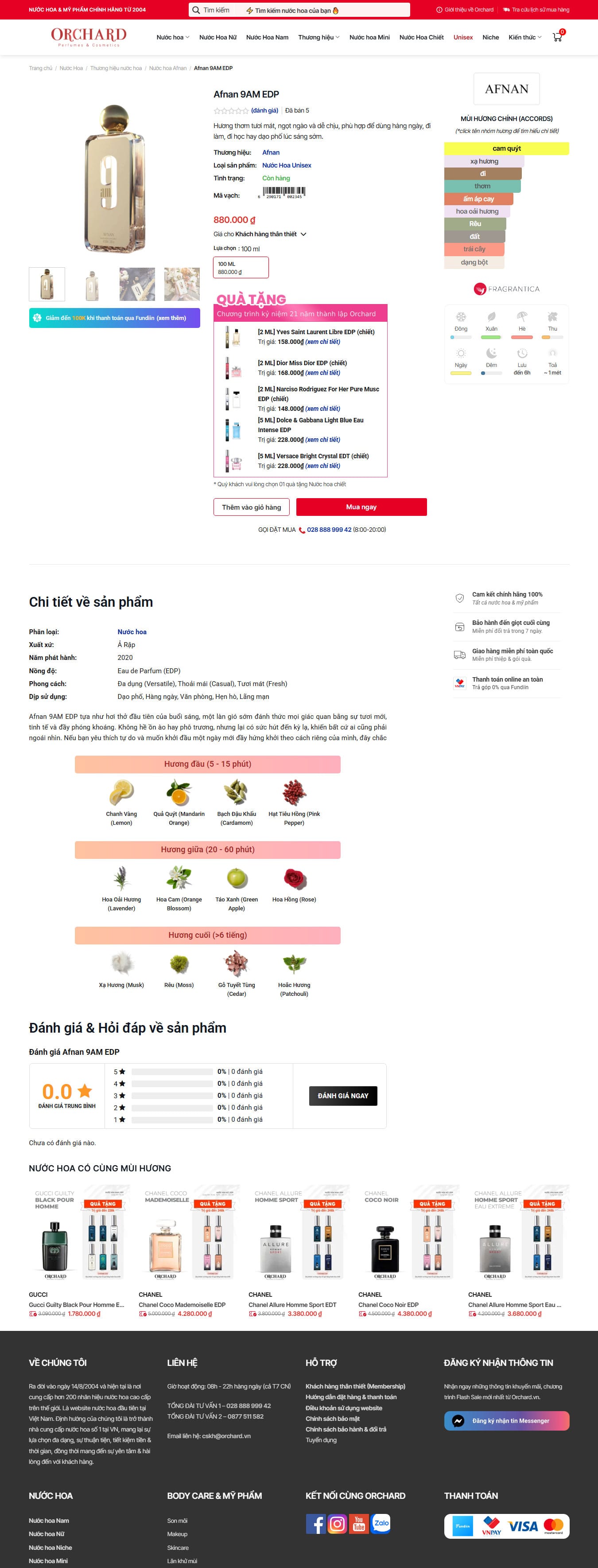Trang chi tiết mẫu web bán nước hoa