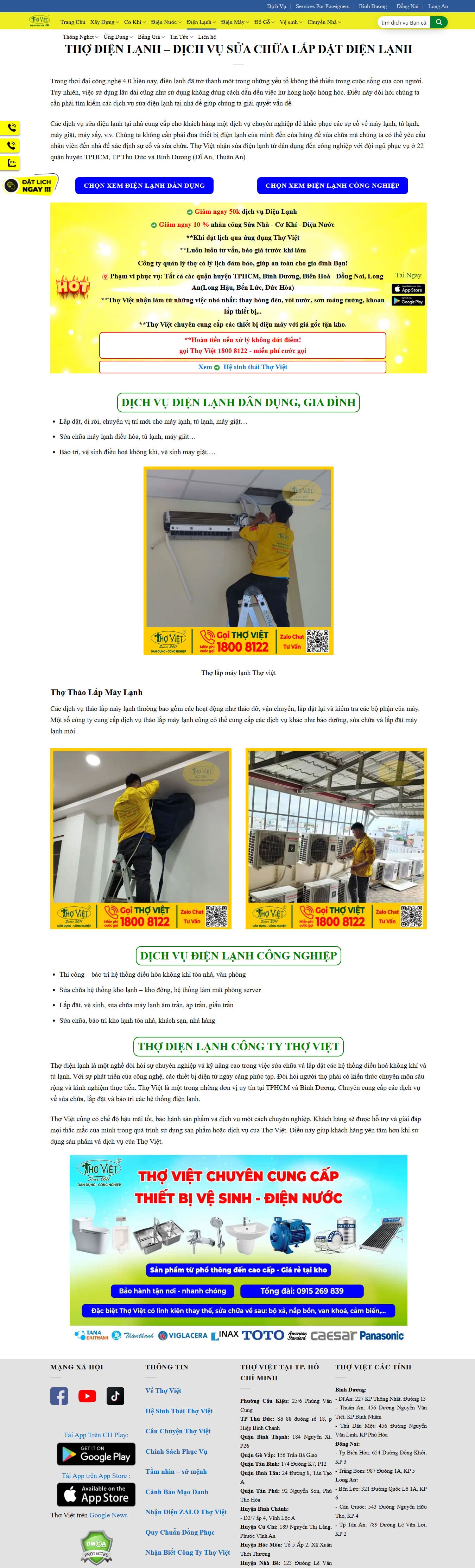 Trang chi tiết mẫu web giới thiệu dịch vụ