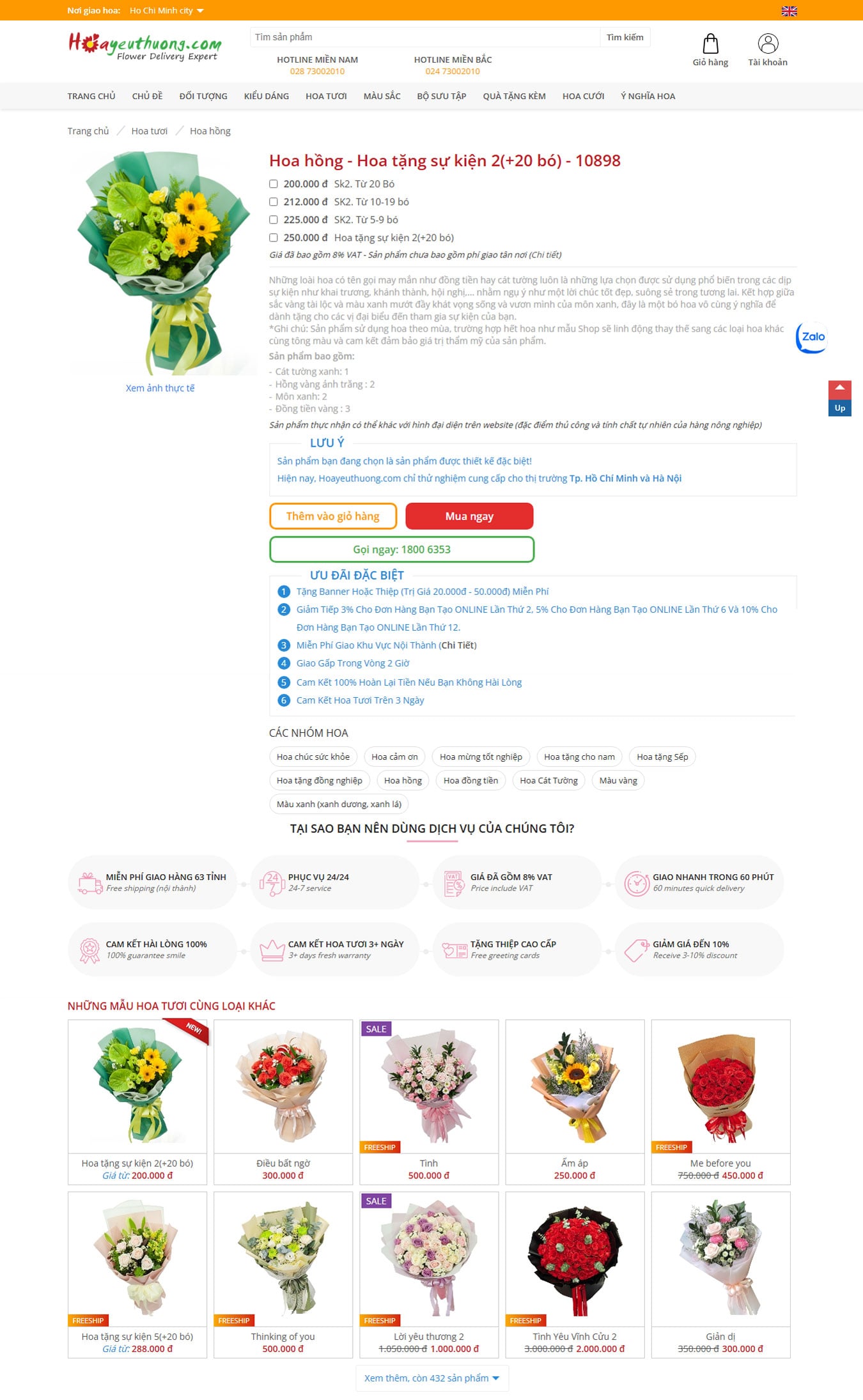 Chi tiết mẫu web bán hoa