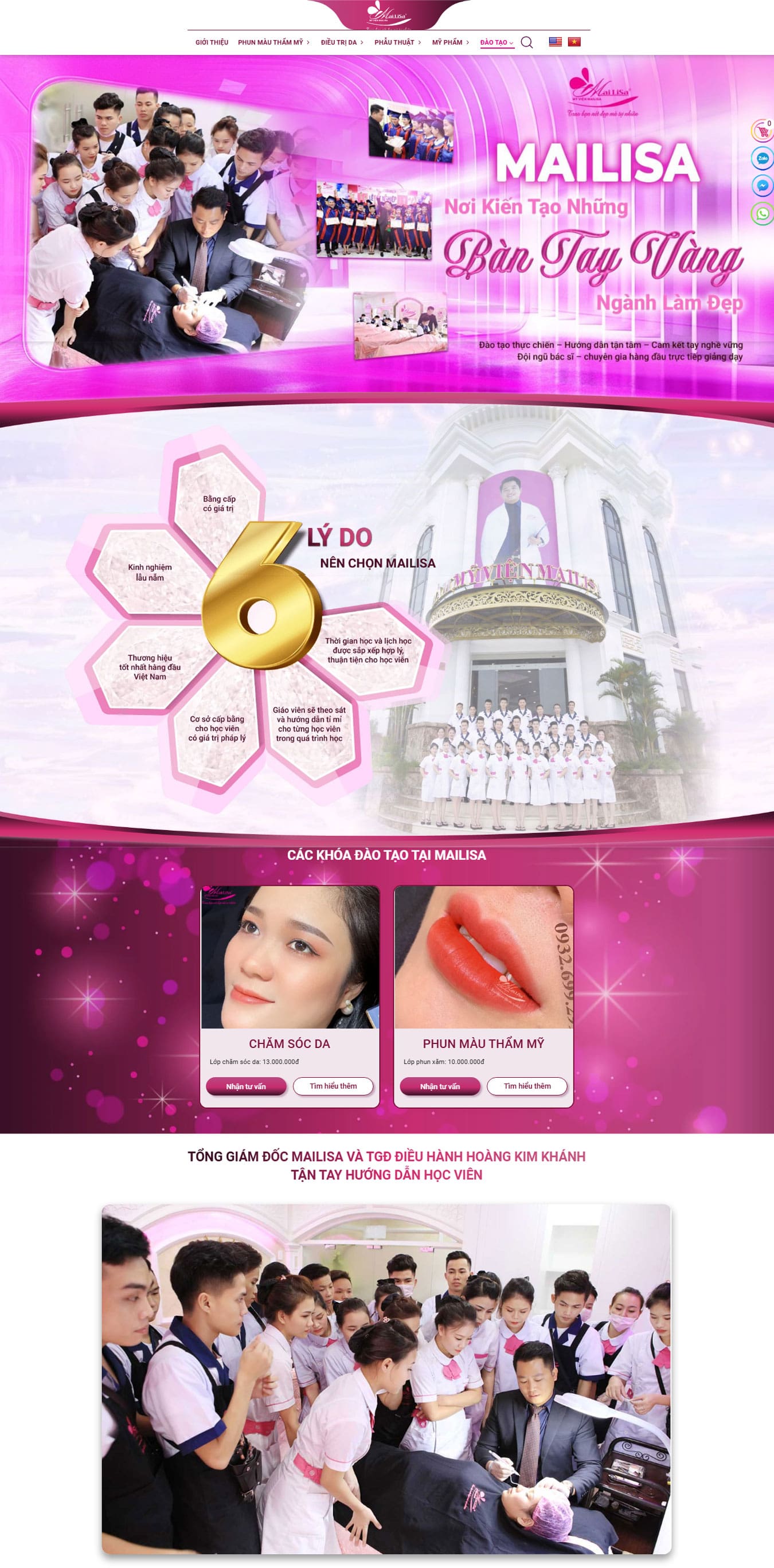 Đào tạo mẫu web spa thẩm mỹ viện