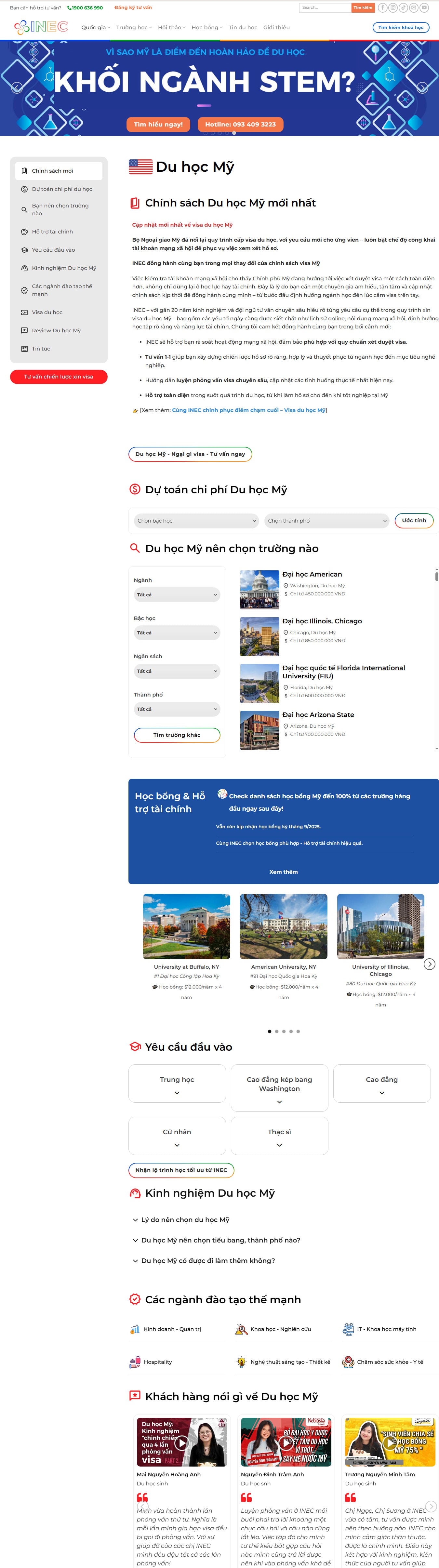 Du học Mỹ mẫu web tư vấn du học