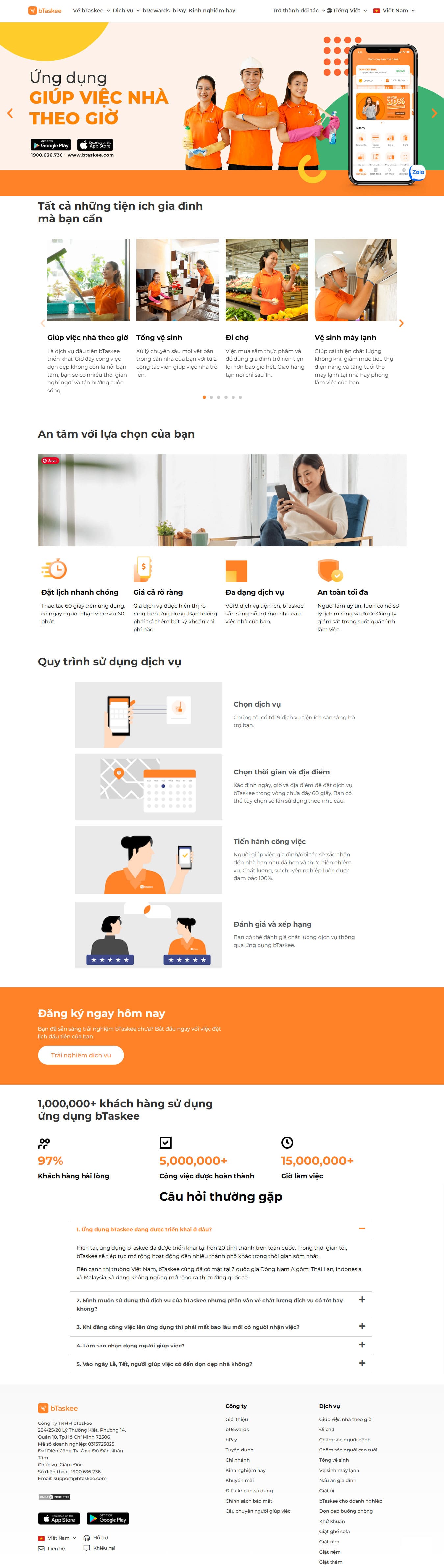 Giao diện mẫu web dịch vụ vệ sinh