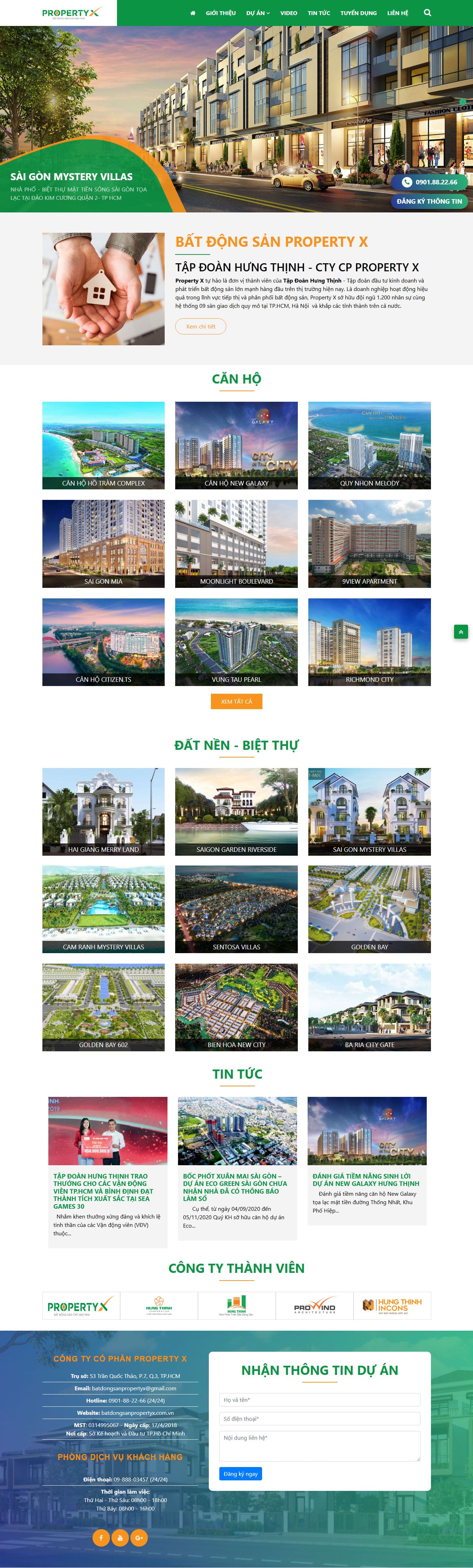 Giao diện mẫu web bán dự án bất động sản