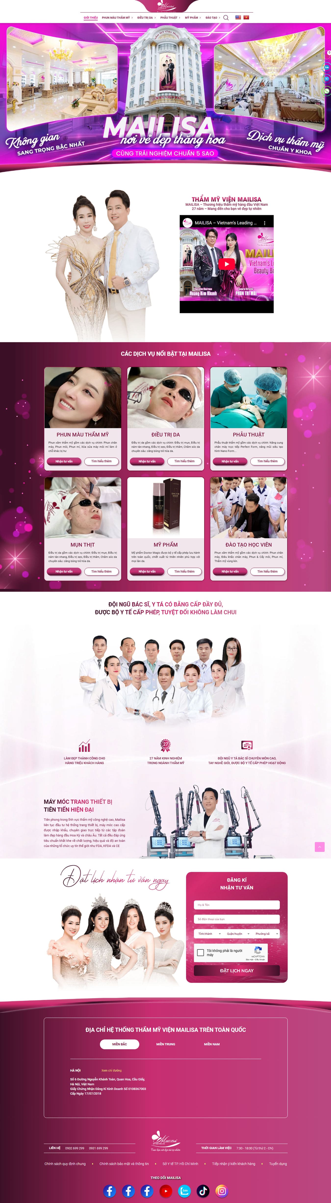 Giao diện mẫu web spa thẩm mỹ viện